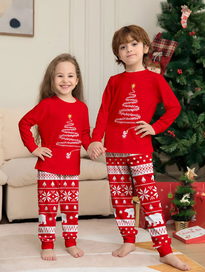 Christmas Family Pajamas Set Red Christmas Tree Pjs