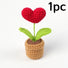Valentines Day Handmade Knitted Flower Pot-  Red Heart
