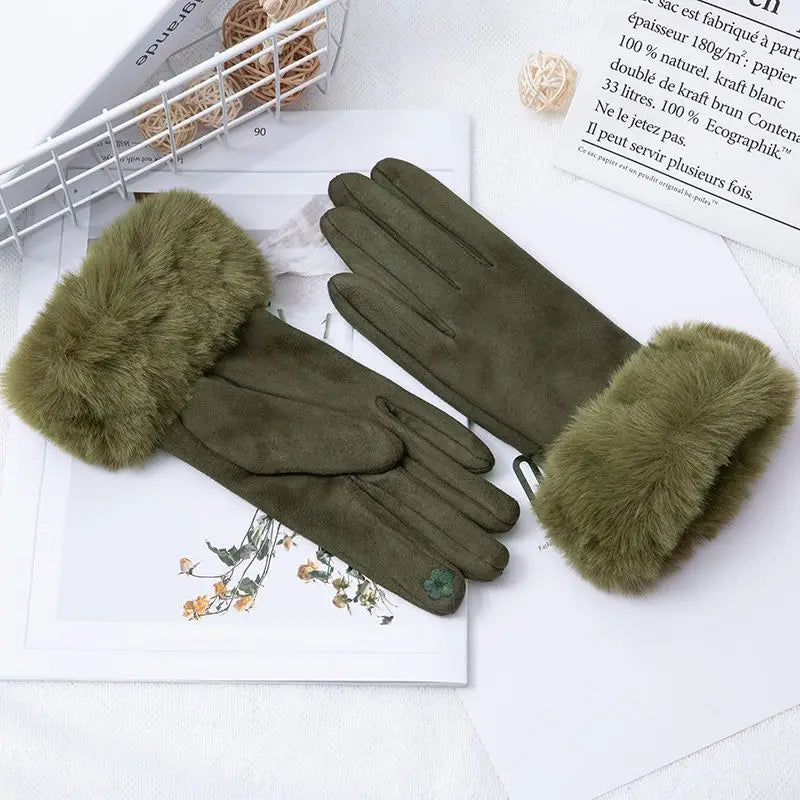 Womens Faux Fur Warm Winter Gloves