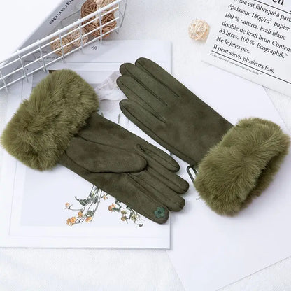 Womens Faux Fur Warm Winter Gloves