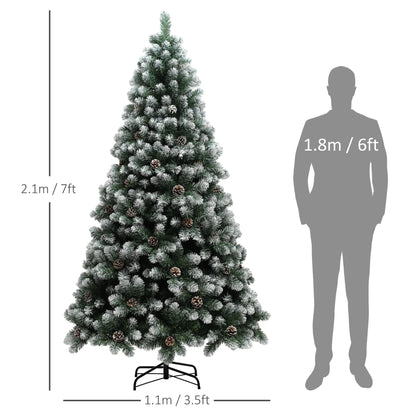7ft Artificial Pine Christmas Tree with Pinecones