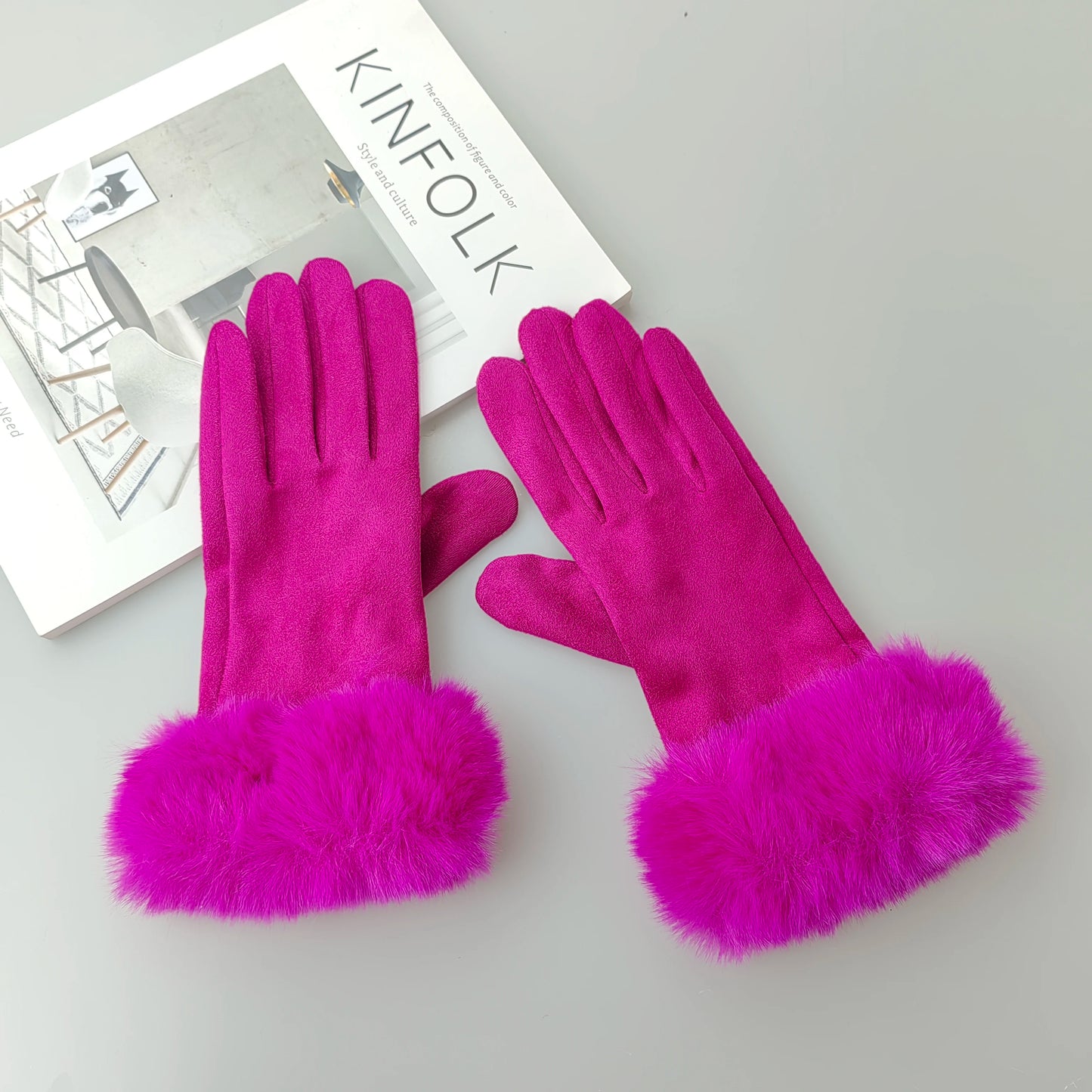 Womens Faux Fur Warm Winter Gloves