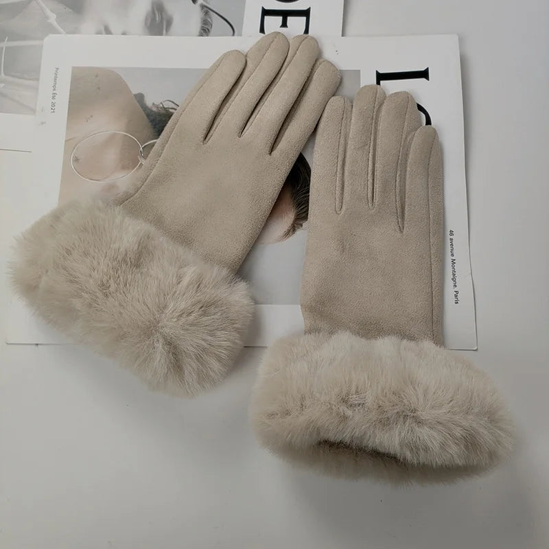Womens Faux Fur Warm Winter Gloves