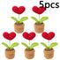 Valentines Day Handmade Knitted Flower Pot-  Red Heart