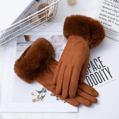 Womens Faux Fur Warm Winter Gloves