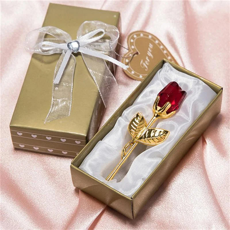 6 Colors Crystal Glass Rose Flower Valentine's Day Gift