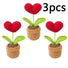 Valentines Day Handmade Knitted Flower Pot-  Red Heart