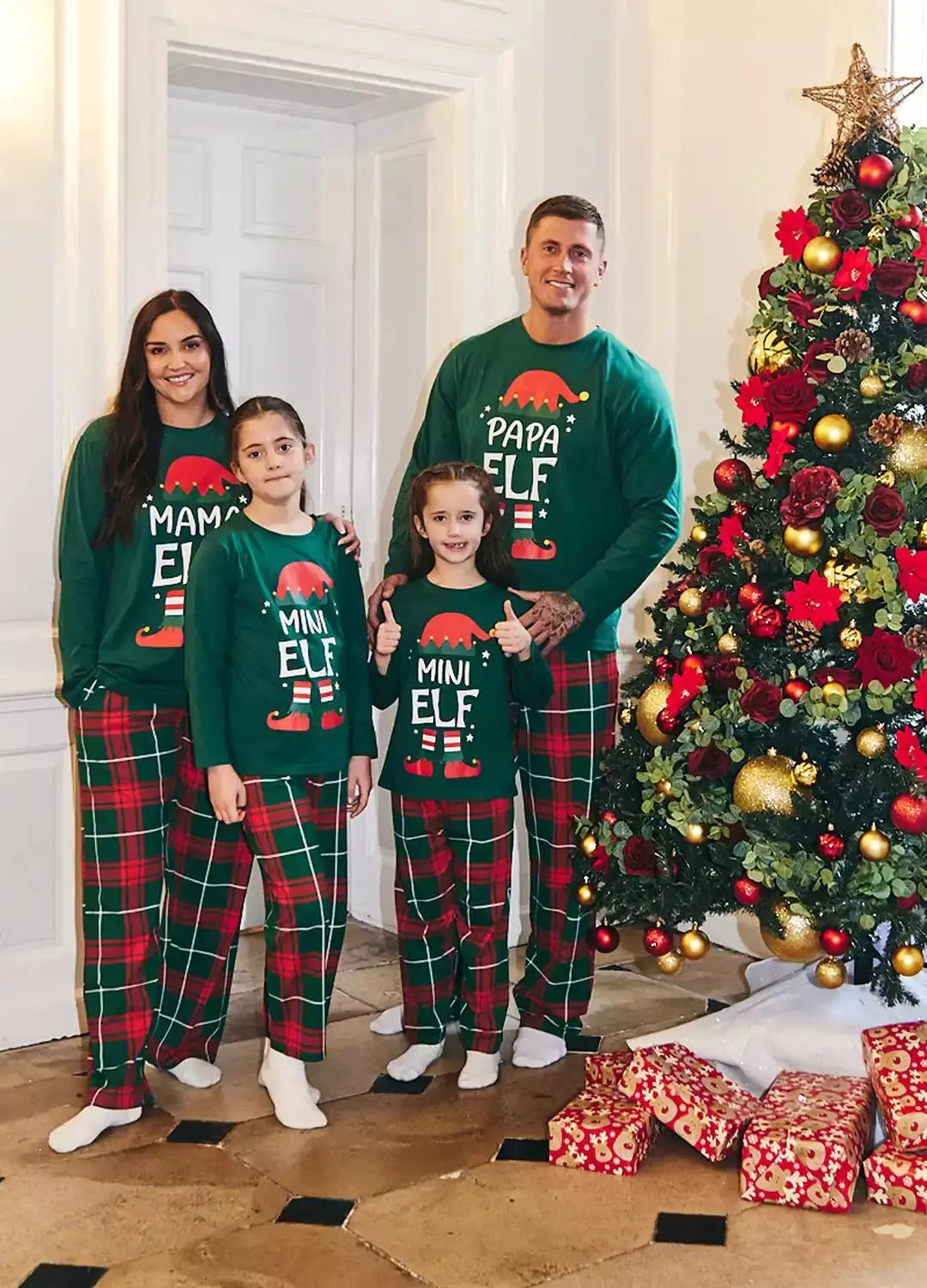 Christmas Elf Print Family Matching Pajamas