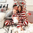 Striped Christmas Print Matching Family Pajamas