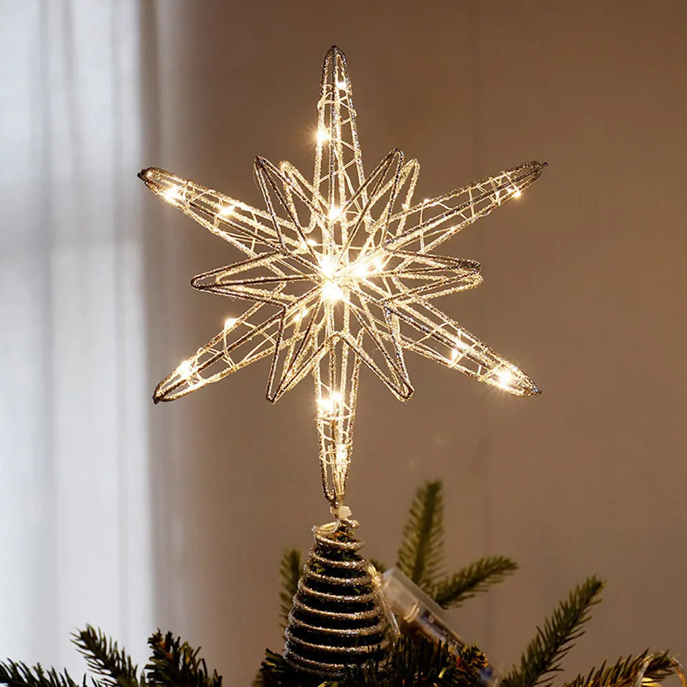 Christmas Tree Topper Star With LED String Lights