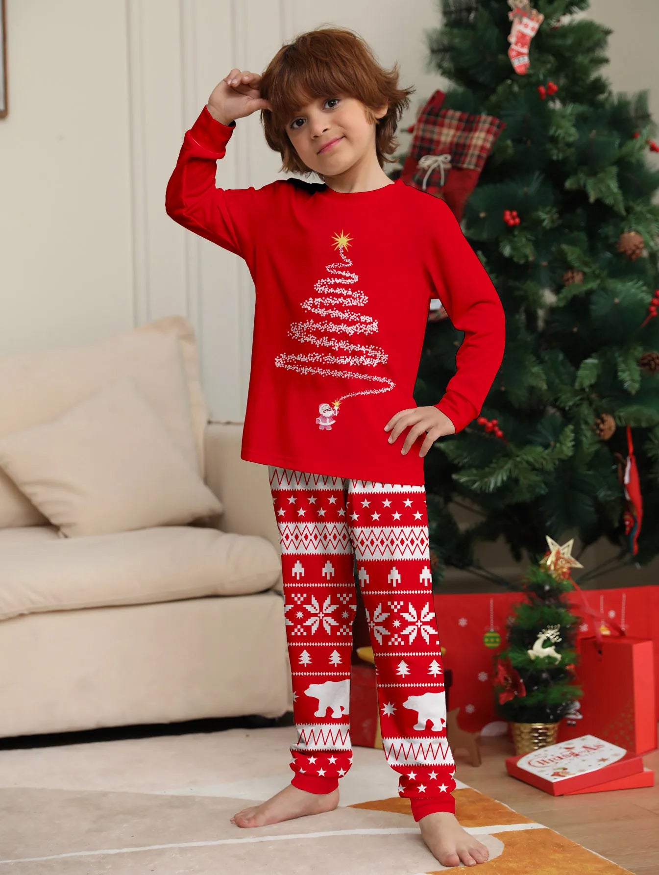 Christmas Family Pajamas Set Red Christmas Tree Pjs