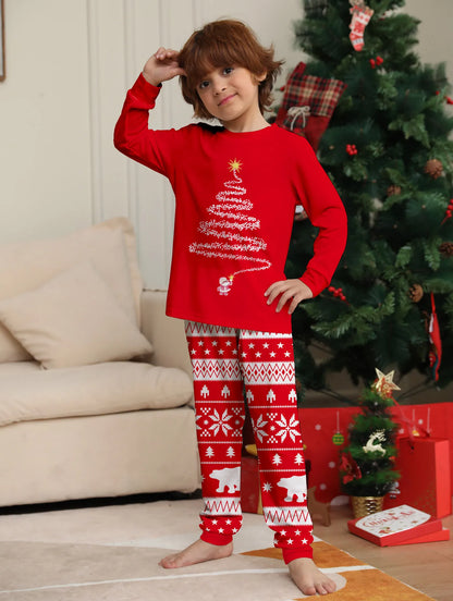 Christmas Family Pajamas Set Red Christmas Tree Pjs