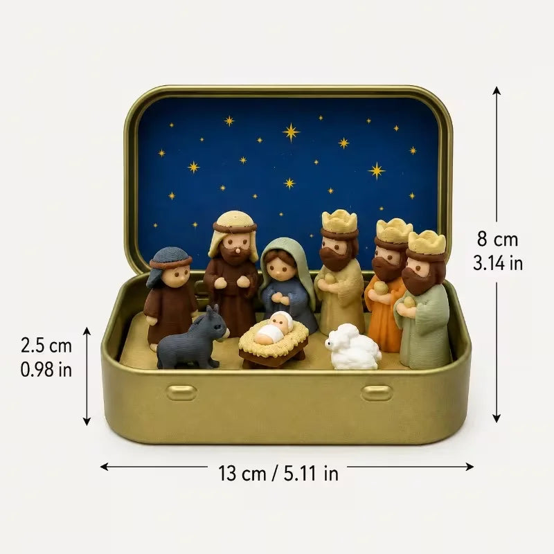 Pocket-sized Nativity scene