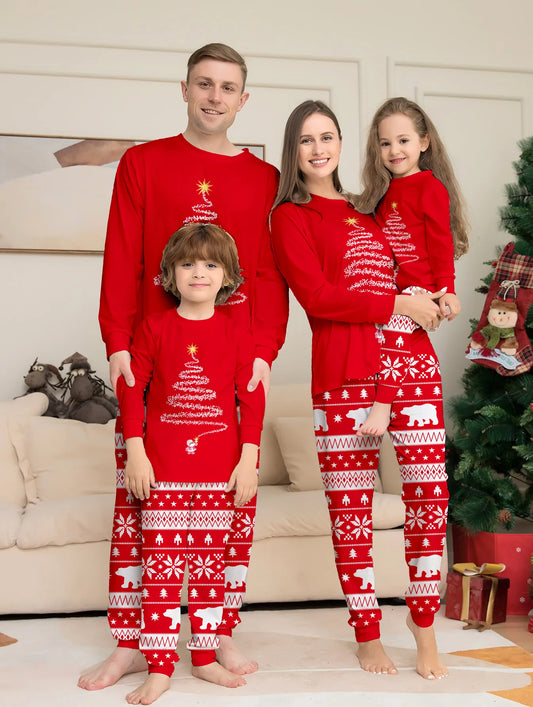 Christmas Family Pajamas Set Red Christmas Tree Pjs