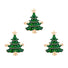 Three green Christmas tree-shaped hair clips with gold bases on a white background