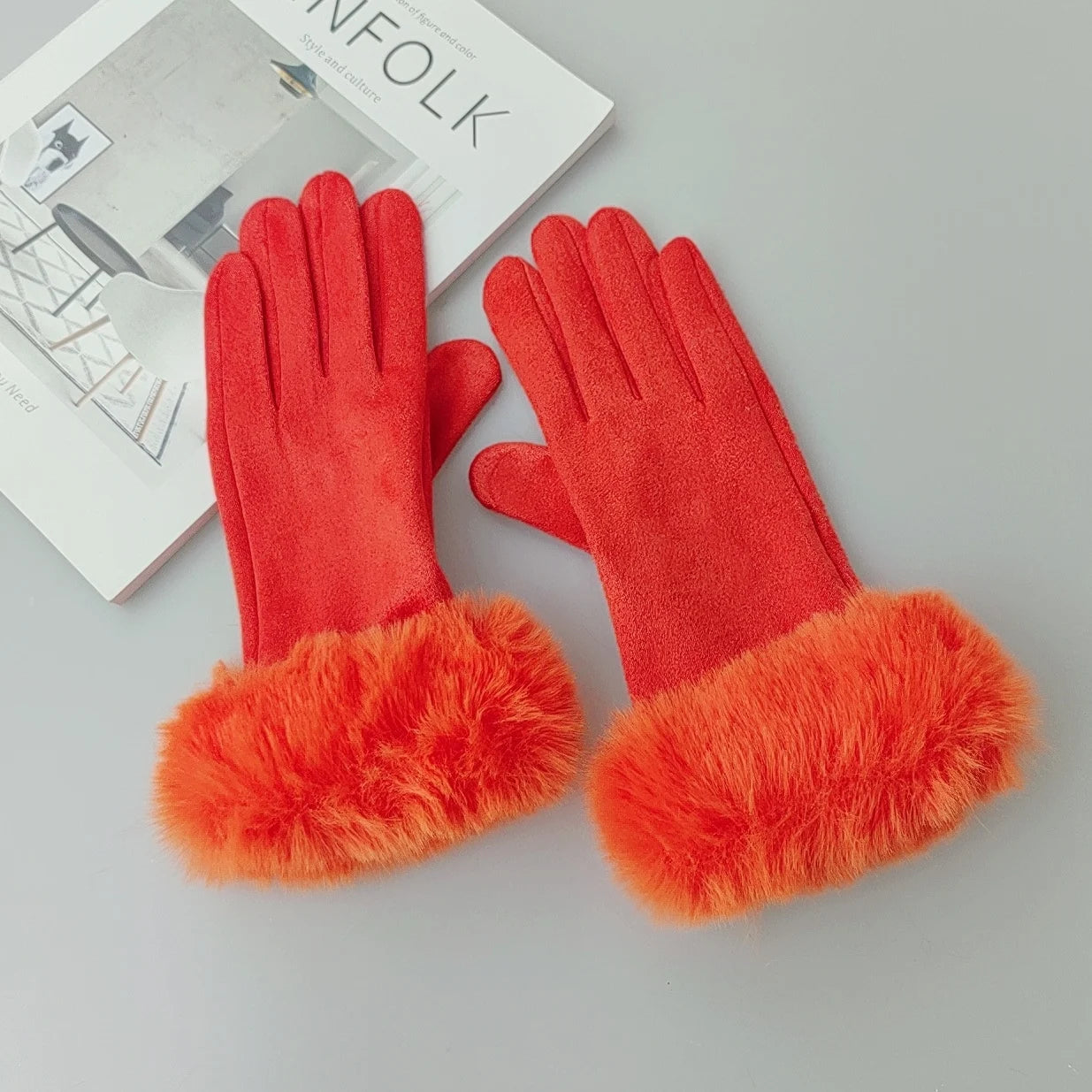 Womens Faux Fur Warm Winter Gloves