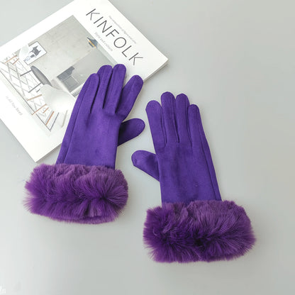 Womens Faux Fur Warm Winter Gloves
