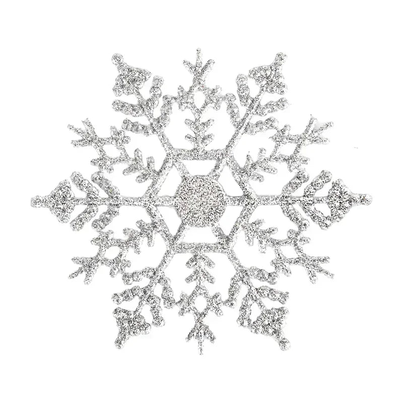Silver glittery snowflake on a white background