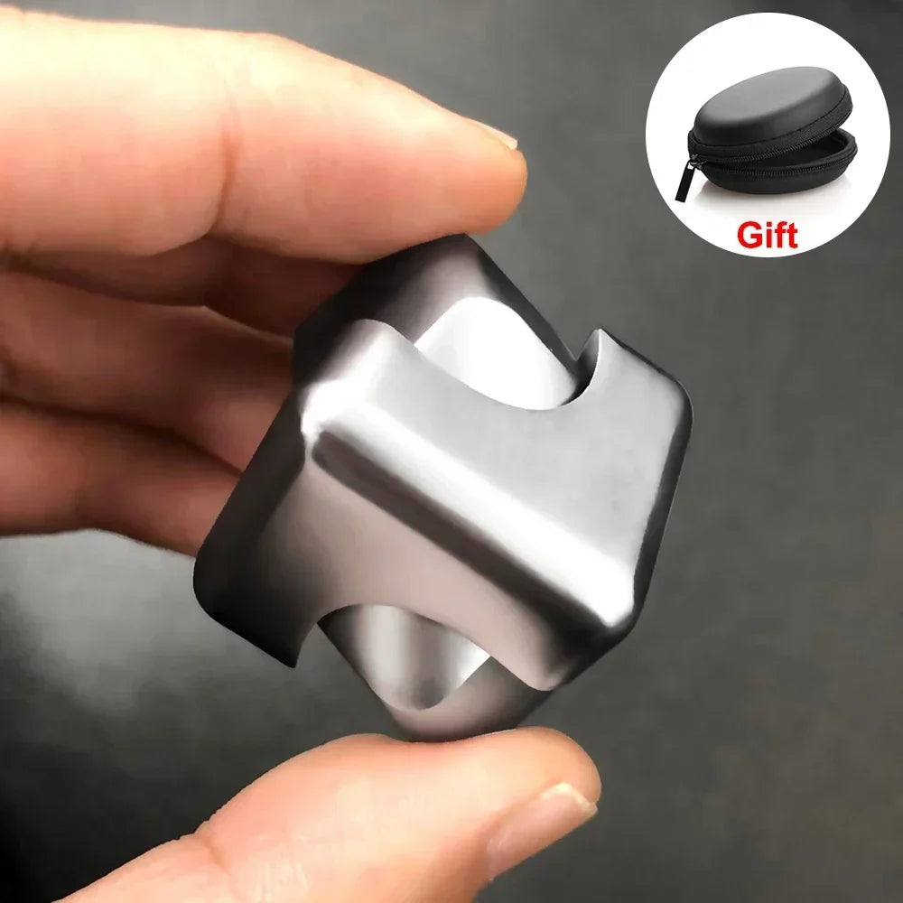 Silver cube fidget spinner and case