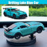 Turquoise toy car on a stand with 'Drifting Lake Blue Car' text above.