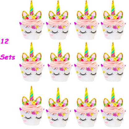 Unicorn birthday party Cupcake sets