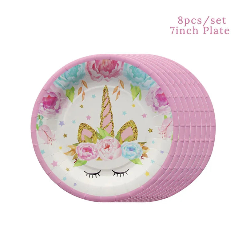 Unicorn birthday party plates 7inch