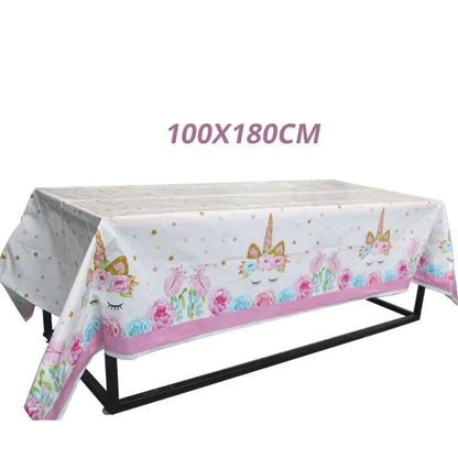 Unicorn birthday party table cloth