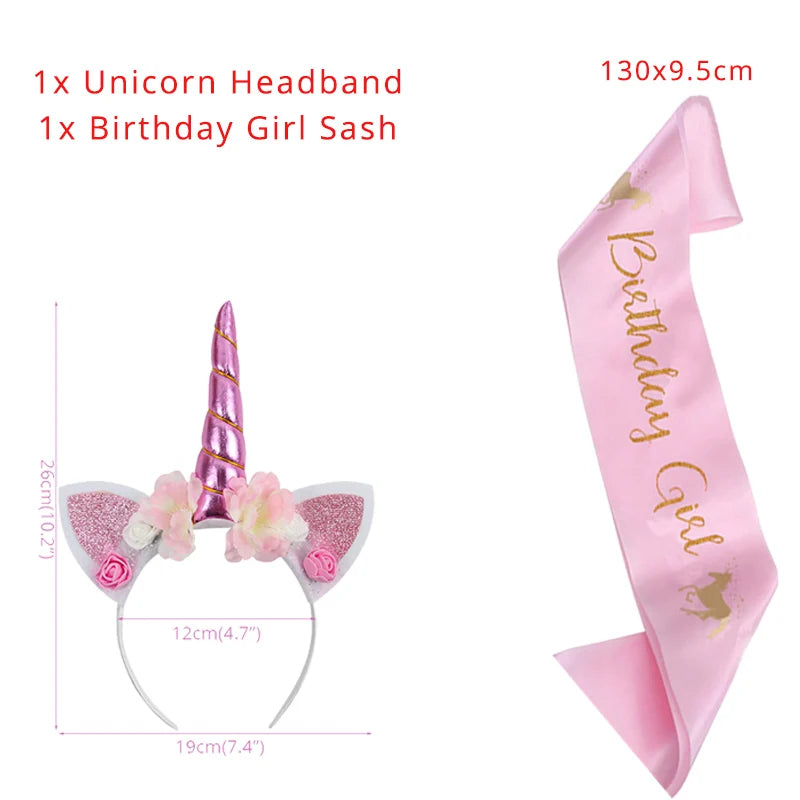 Unicorn birthday party unicorn headband and sash