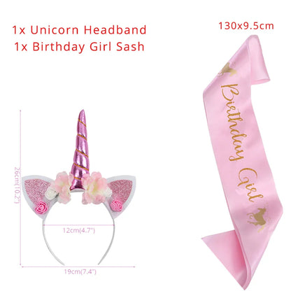 Unicorn birthday party unicorn headband and sash