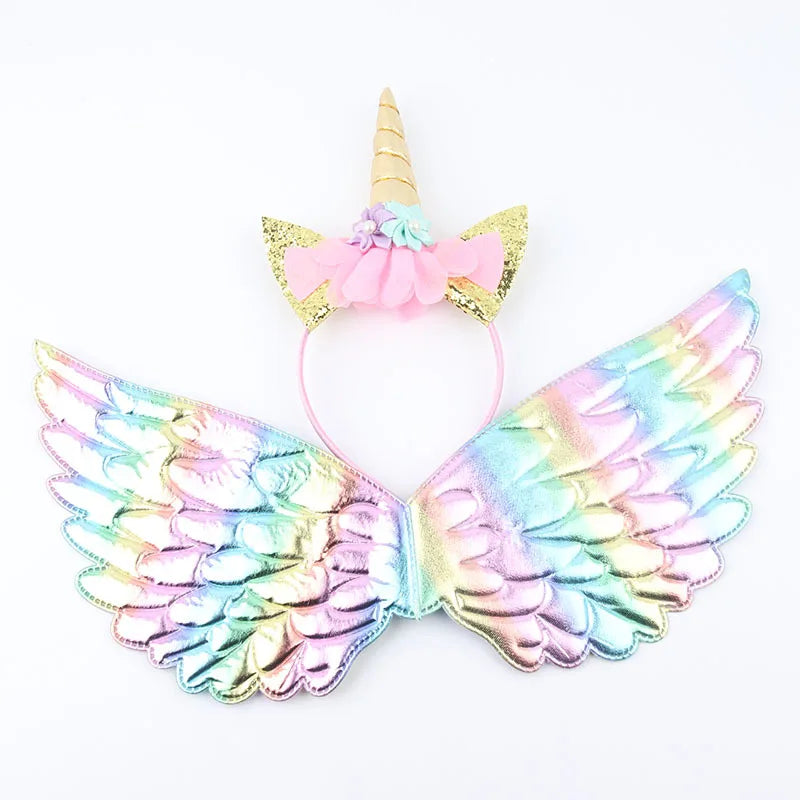 Unicorn birthday party wings and headband