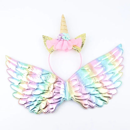 Unicorn birthday party wings and headband