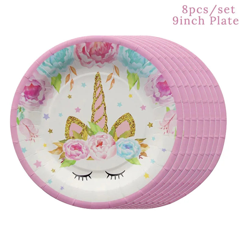 Unicorn party birthday plates 9inch