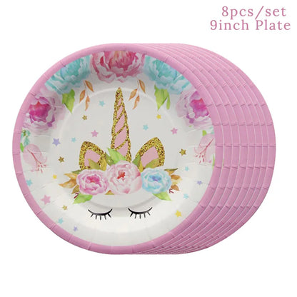Unicorn party birthday plates 9inch