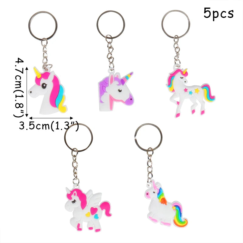 Unicorn party favor 5pc unicorn keyrings