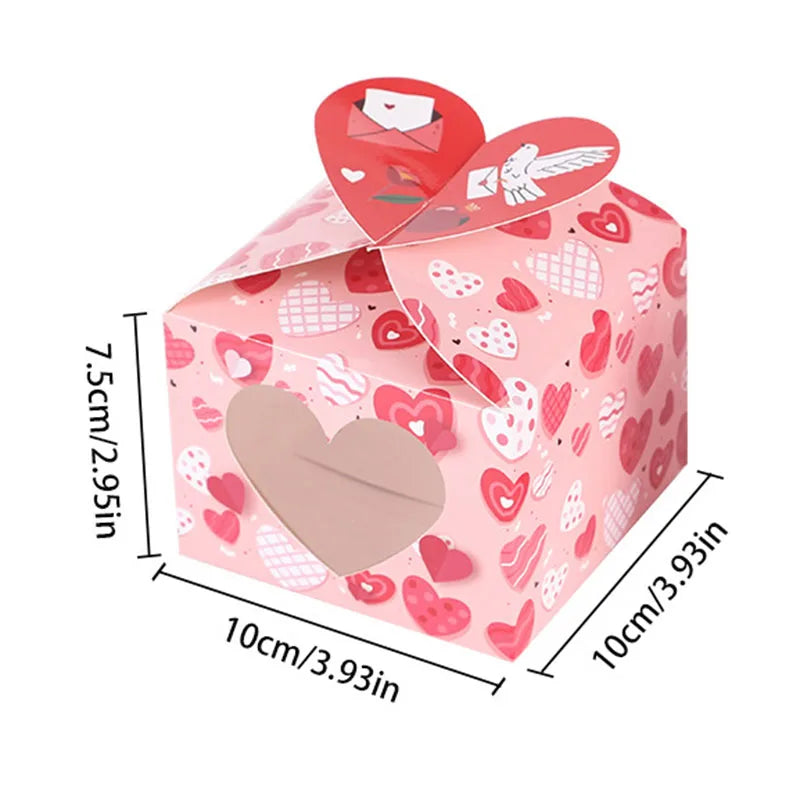 12/24Pcs Love Heart Open Window Gift Box Valentines Day