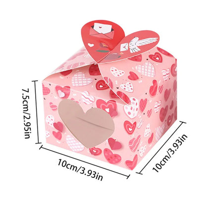 12/24Pcs Love Heart Open Window Gift Box Valentines Day