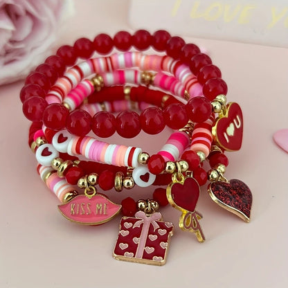 Valentines Day Charm Bracelet 5pc gift set 
