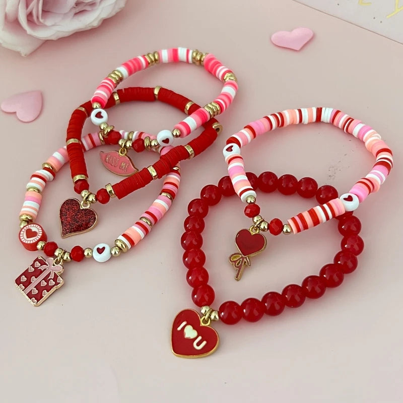 Valentines Day Charm Bracelet 5pc set