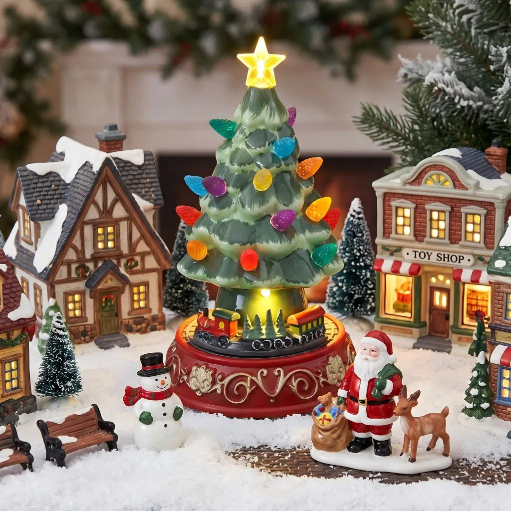 Ceramic Musical Light up Christmas Tree with moving train.