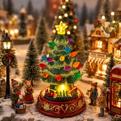 Ceramic Musical Light up Christmas Tree with moving train.