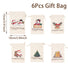 Set of 6 Christmas-themed gift bags with illustrations and text on a white background.