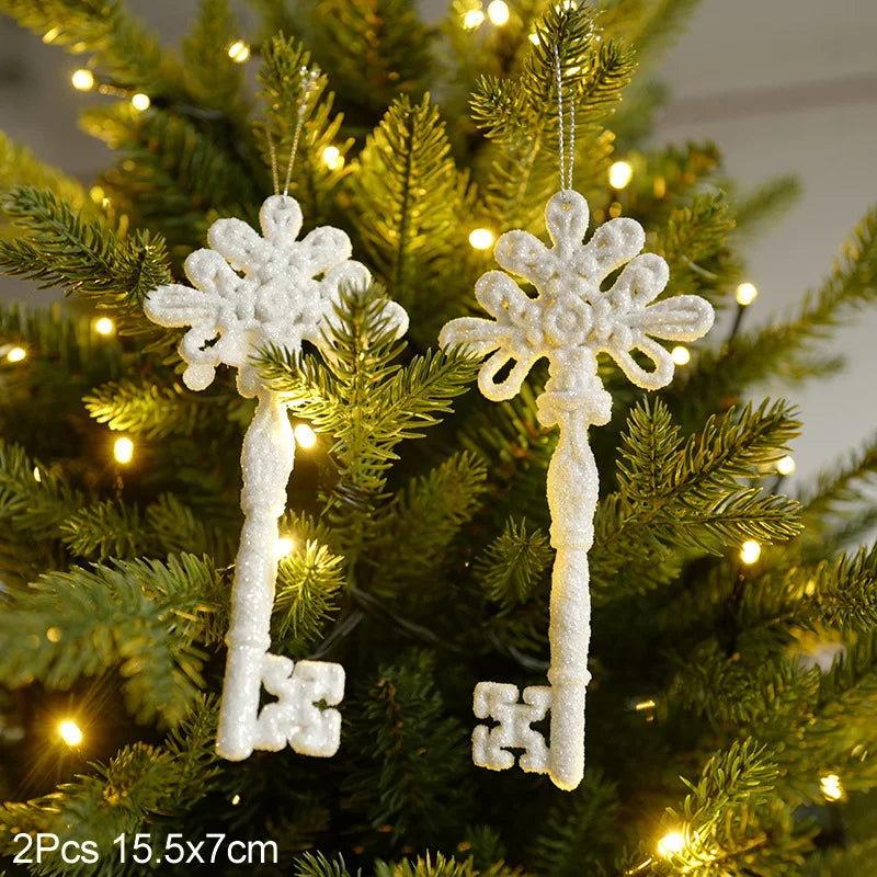 White Christmas Key hanging ornament 12.5cmx7cm