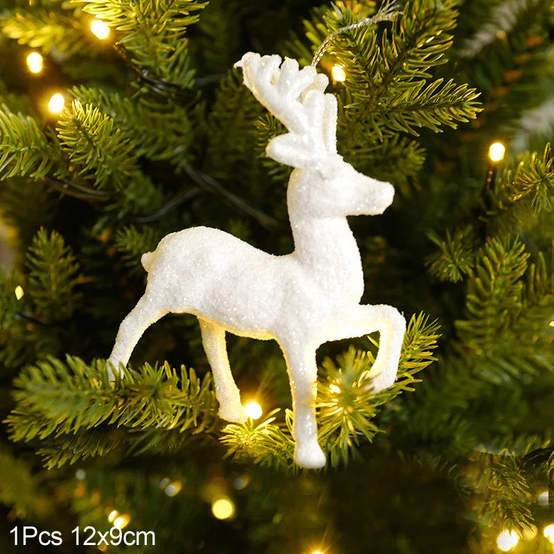 White Christmas Reindeer Stag 12x9cm