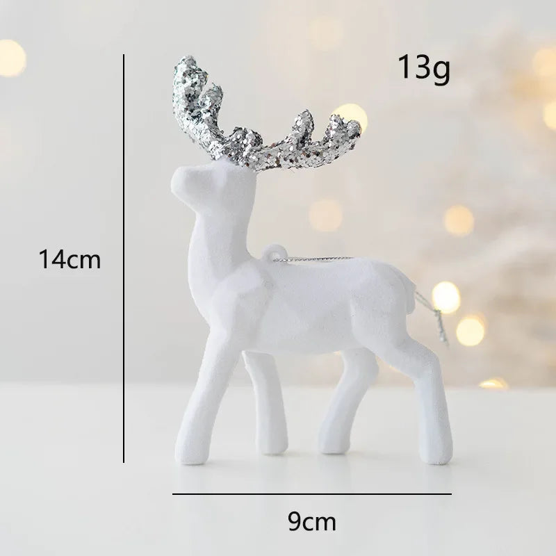 White deer figurine with silver antlers on a white background