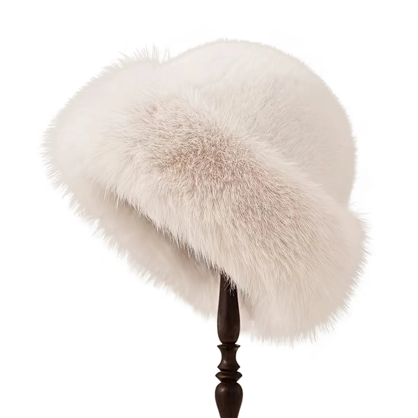 White Faux fur womens hat