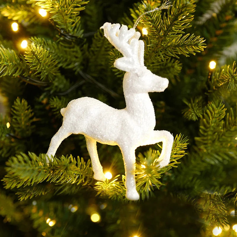 White Sparkly Christmas Reindeer ornament Tree Decoration
