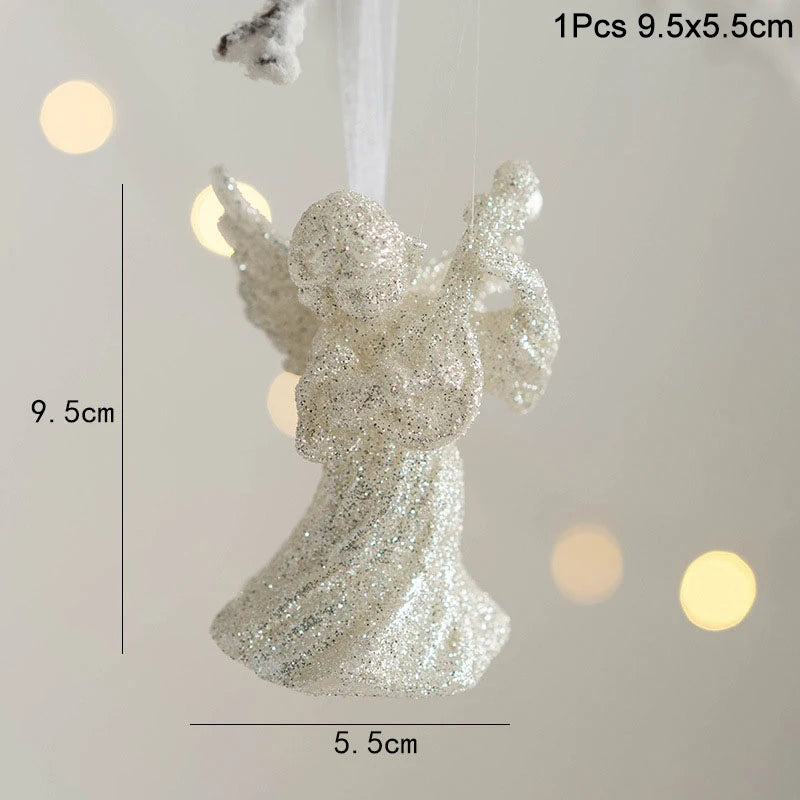 White angel glitter Christmas tree ornament