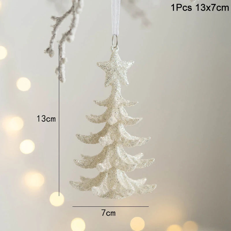 White christmas tree ornament 13cmx7cm