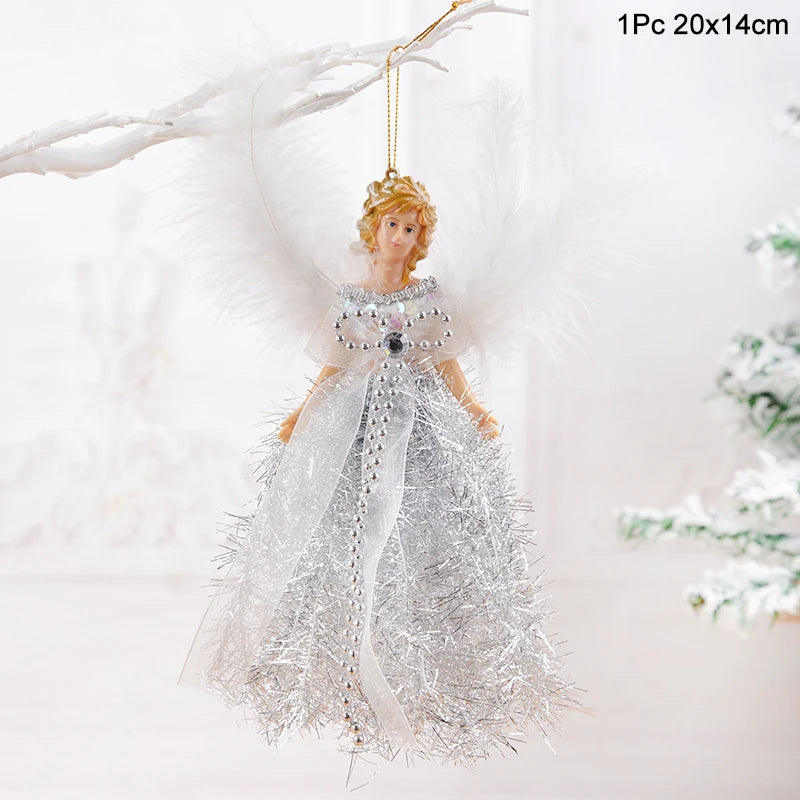 White silver Angel Hanging Tree Ornament