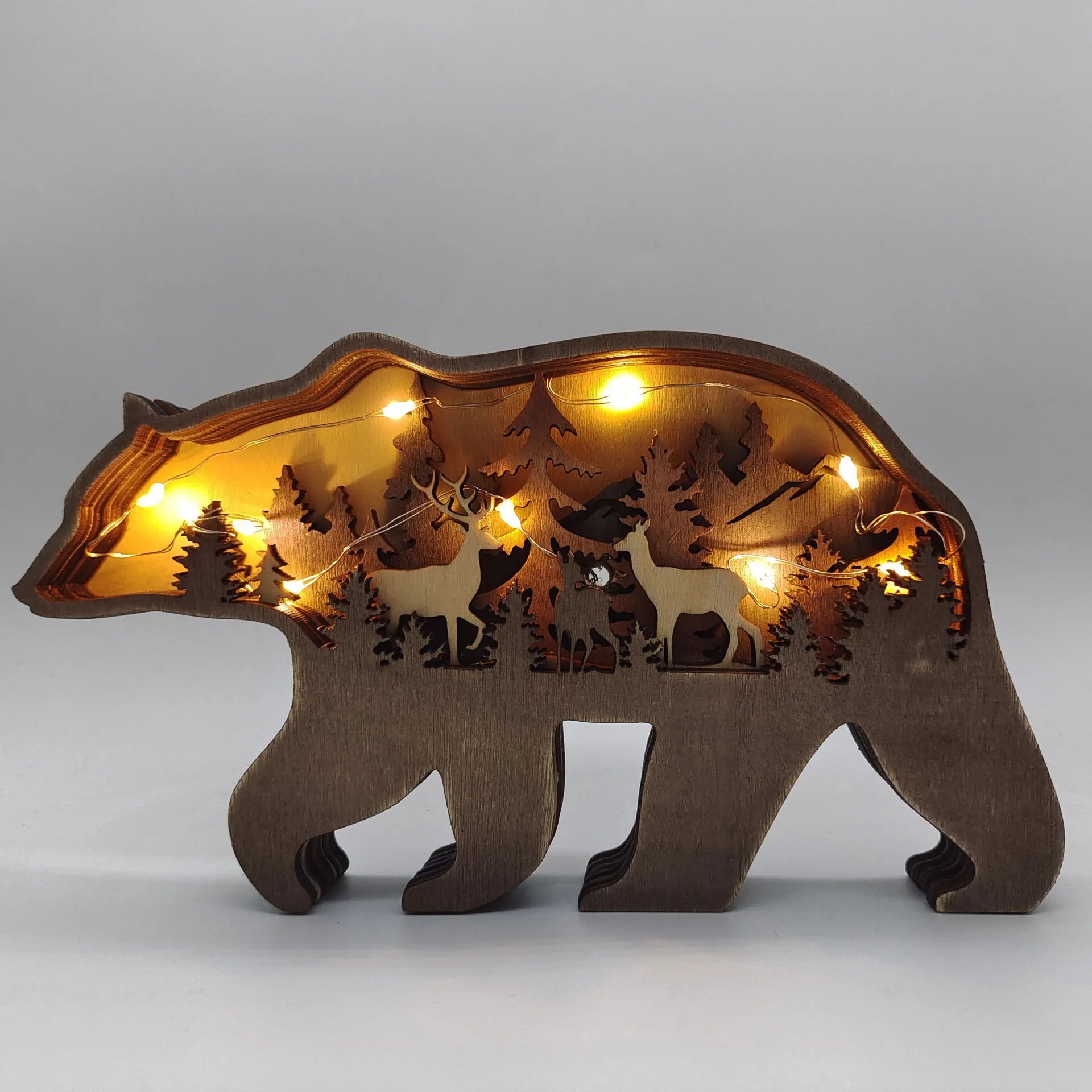 Wooden Bear with lights